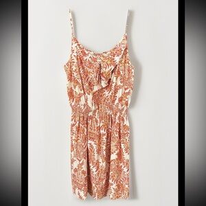 J McLaughlin Paisley Bliss Orange 100% Silk Spaghetti Strap Sun Dress Sz Medium